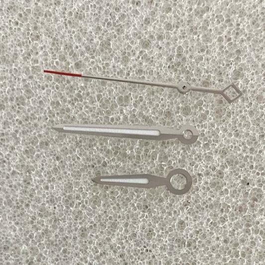 Color block green luminous watch hands with silver trim, compatible with NH35/NH36/4R/7S movements, Seiko style.