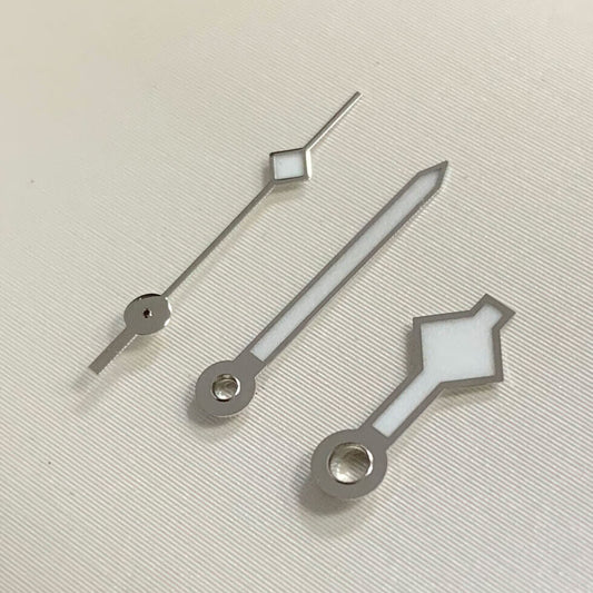 Blue luminous silver watch hands compatible with NH35/NH36 movement, perfect for watch repairs and upgrades.