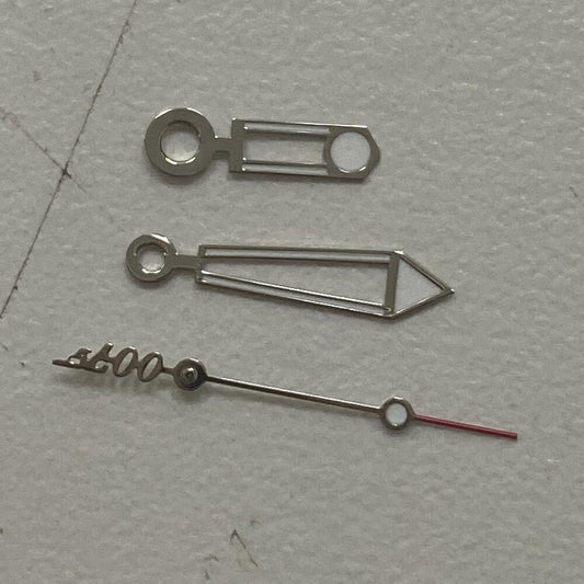 Silver trim green lume watch hands for Miyota 8205 8215 821A 2813 movements, enhancing visibility and style.