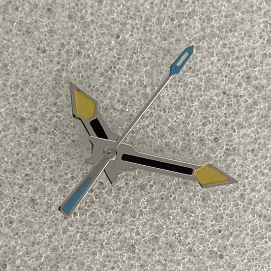 Color block silver trim watch hands for NH35/NH36/4R/7S movement, ideal for precise timekeeping.