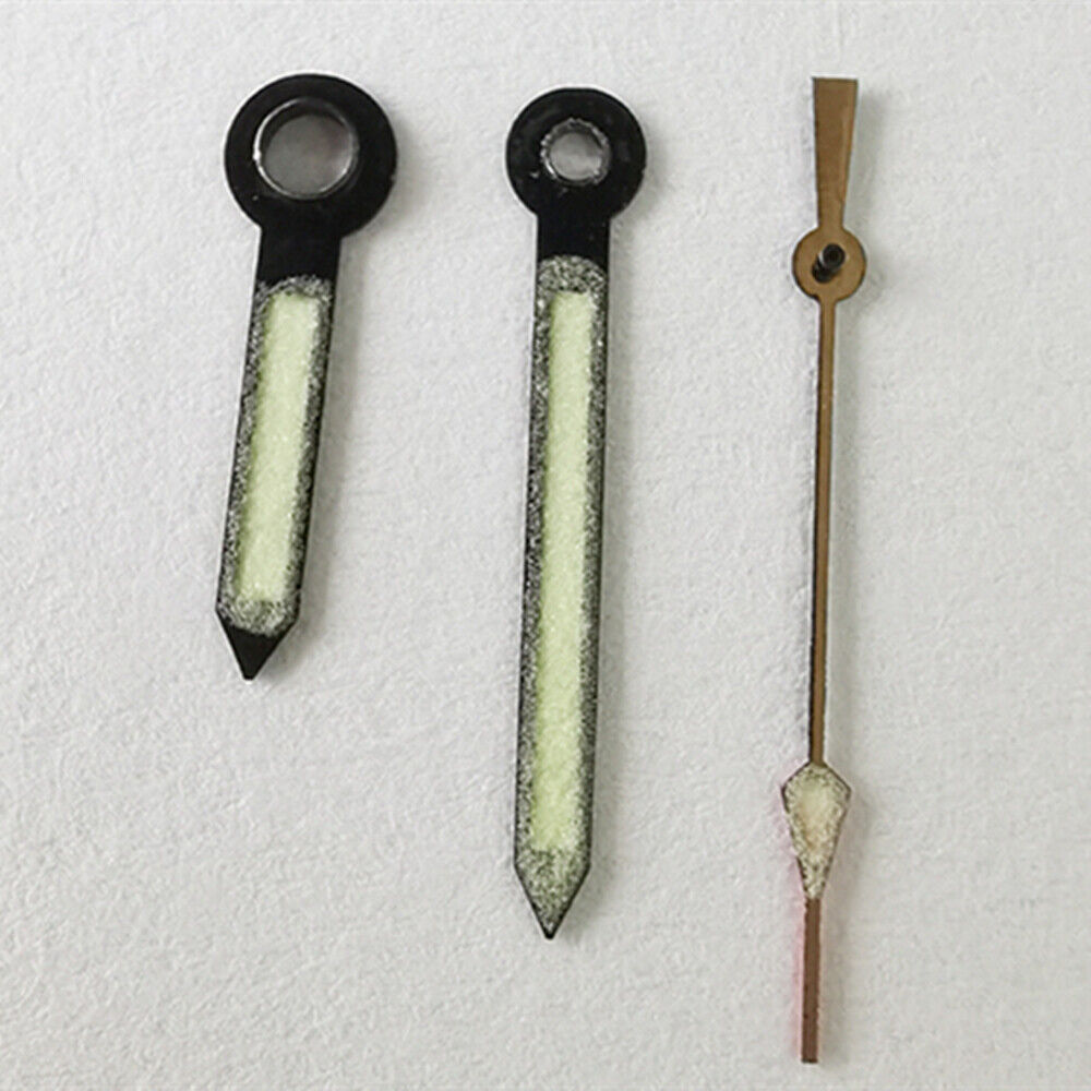 Aiguilles de montre lumineuses vertes avec garniture noire 12,5 x 12,5 x 8,5 mm pour mouvement NH35 NH36