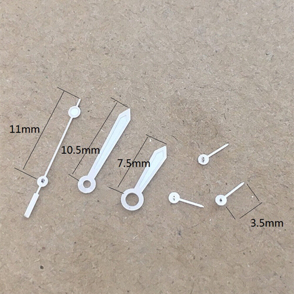 Aiguilles de montre argentées à 6 aiguilles en forme de flèche de 11 mm pour mouvement à quartz argenté ISA 8172