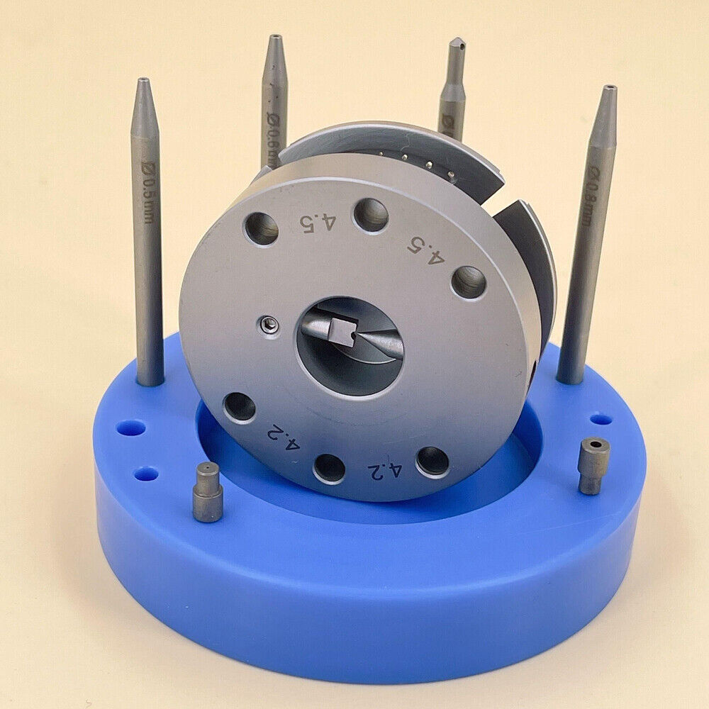 Blue Rotated Stand for watch balance wheel removal, essential watch repair tool for precision tasks.