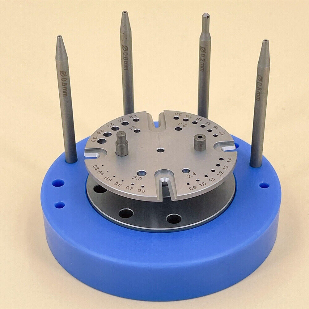 Blue Rotated Stand for watch balance wheel removal, essential watch repair tool for precision tasks.