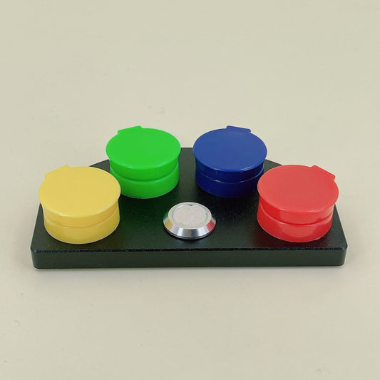 Die-cast alloy oil cup stand with 4 colorful containers for precise watch repair.