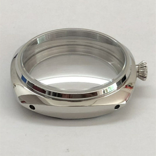 45mm silver 316L stainless steel watch case by Seagull, compatible with ST3600/ST3621 and ETA6497/6498 movements.