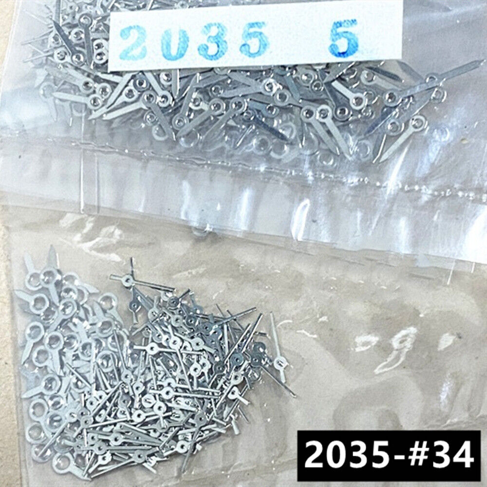 100 Sets 5mm Silber Sekundenzeiger Uhrzeiger für Miyota 2035 Quarzwerk