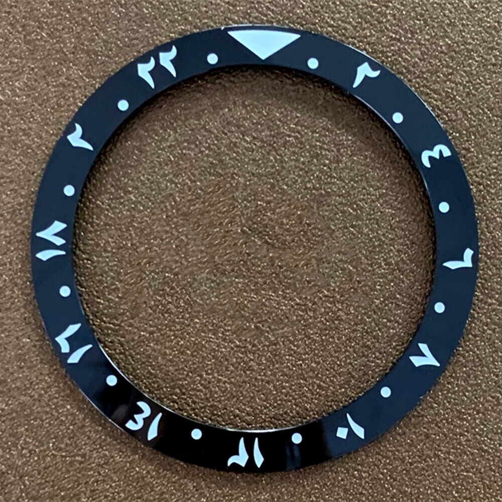 38 mm/30,5 mm schwarze Lünette mit arabischer Schrift, Keramik-Uhrenlünette, Uhrenteile