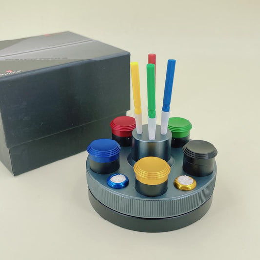 Die-cast alloy oil cup stand with 5 containers for watch repair