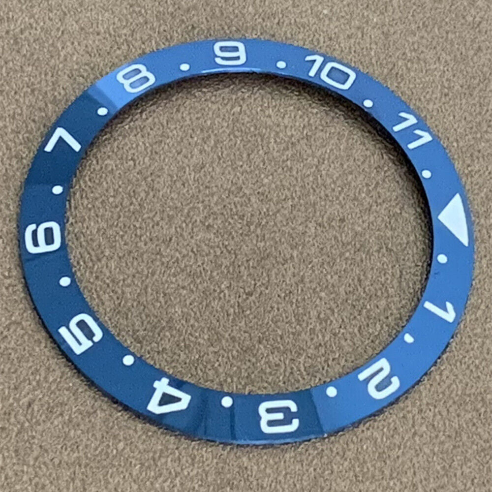 38 mm/30,5 mm Regenbogen-Lünette, weiße/schwarze Schrift, Aluminium-Uhrenlünette, Einsatzuhr