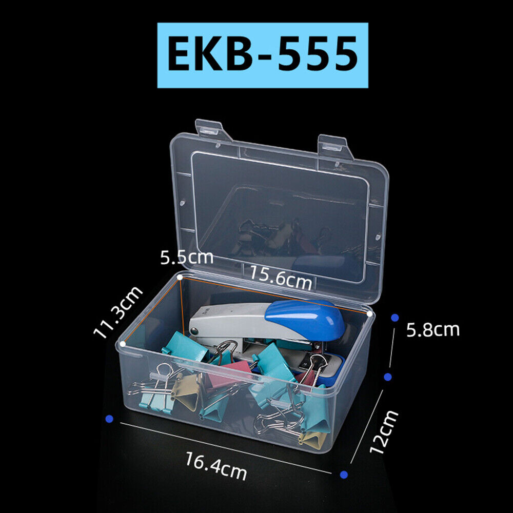 Set of 3 rectangular toolbox containers 5.8x12x16.4cm with hinged lids for organized storage.