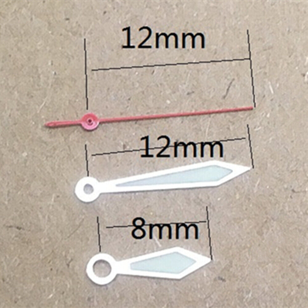 Aiguilles de montre 12 mm en forme de losange argenté et vert luminescent pour mouvement Miyota 1M12