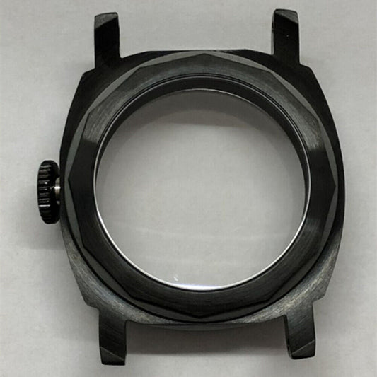 44mm 316L black sapphire glass watch case by Seagull, compatible with ST3600/ST3621/ETA6497/6498 movements.