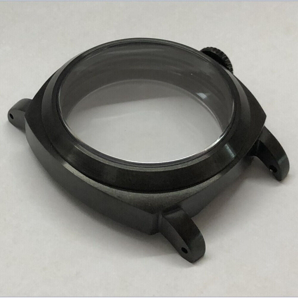 44mm Seagull black sapphire glass watch case, 316L stainless steel, fits ST3600/ST3621/ETA6497/6498 movements.