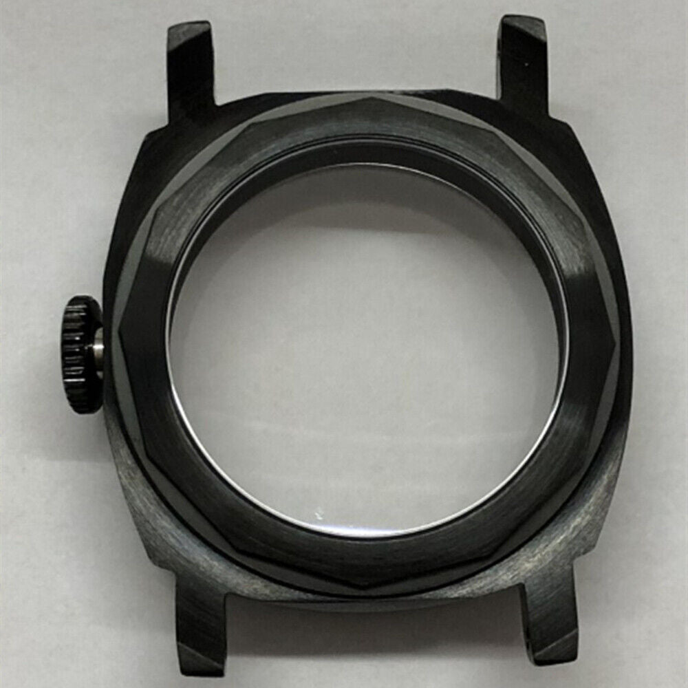 44mm black sapphire glass watch case by Seagull, compatible with ST3600/ST3621/ETA6497/6498 movements. Durable 316L steel.