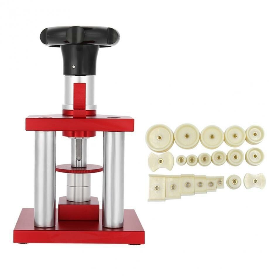 Watch Repair Case Cover Press Tool Pressor Closer Tools with 20 Fittting Dies