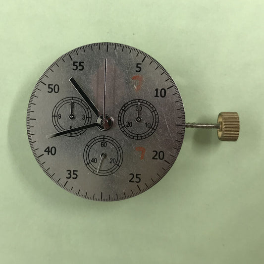 China Made 7750 Automatic Chronograph movement showing ETA 7753 layout with subdials at 3, 6, and 9 o'clock positions.