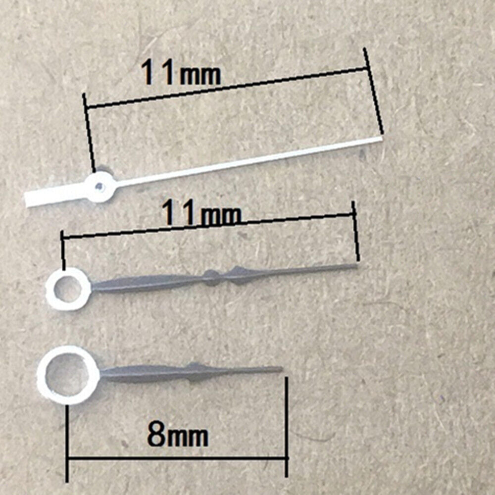 Aiguilles de montre noires non lumineuses de 11 mm pour mouvement à quartz Miyota 8205