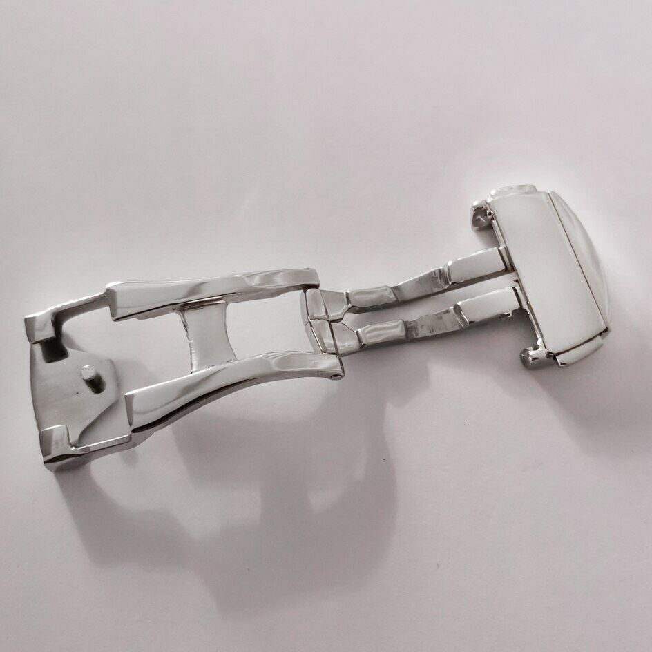 Stainless steel 20mm watch buckle clasp for Omega strap, durable and stylish accessory.