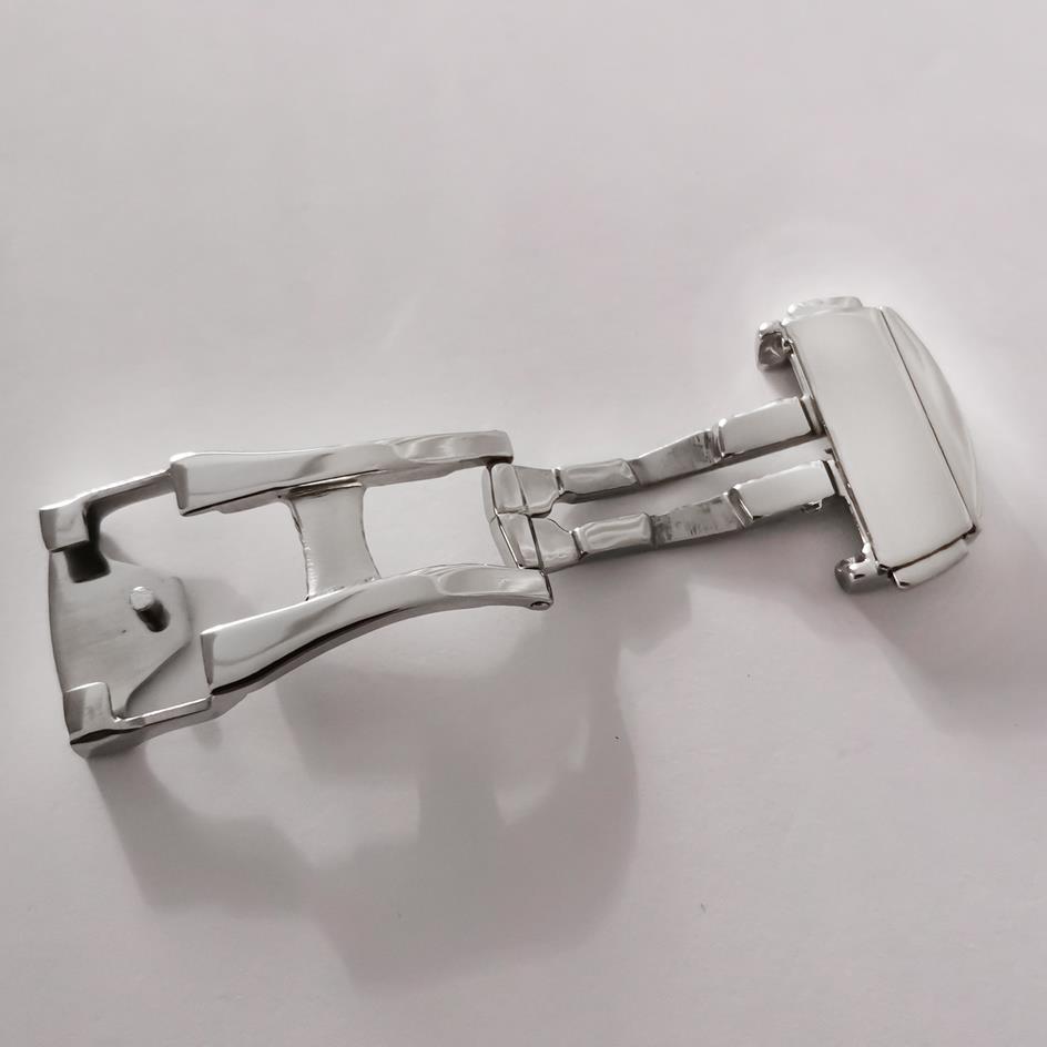 Stainless steel 20mm Omega watch buckle clasp, durable accessory for secure strap fit.