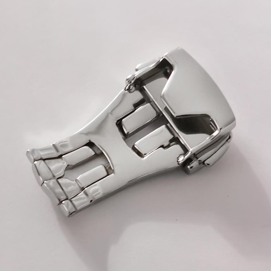 Stainless steel 20mm watch buckle clasp by Omega, durable and stylish replacement accessory for straps.