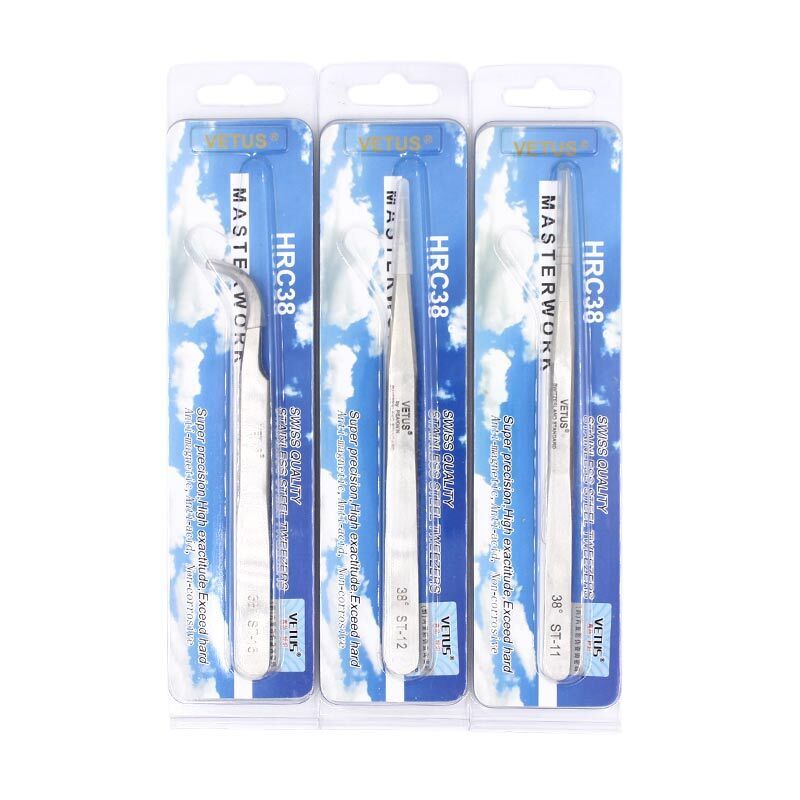 VETUS ST-10 steel anti-magnetic tweezers for precise watch accessory handling.