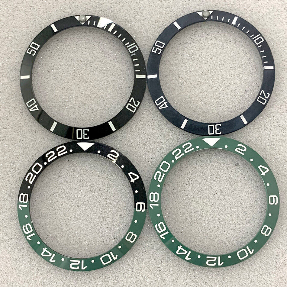 38 mm/30,8 mm schwarz matt poliert GMT SUB Keramik Uhr Lünette Einsatz Uhrenteile