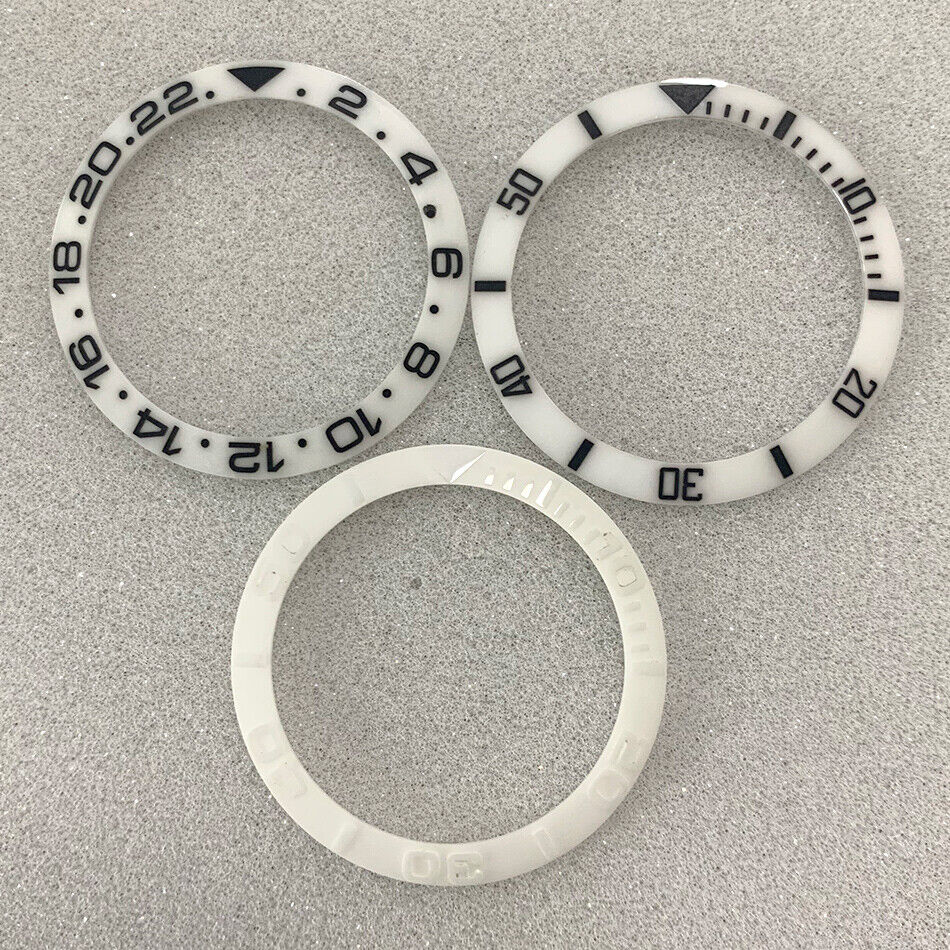 38 mm/30,8 mm weiße Ziffern GMT SUB Keramik Uhr Lünette Einsatz Uhrenteile