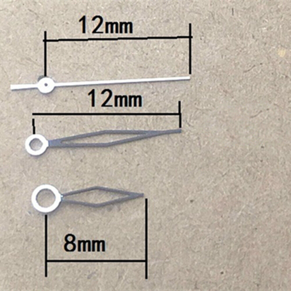 Aiguilles de montre losange noires non lumineuses de 12 mm pour mouvement à quartz Miyota 8205