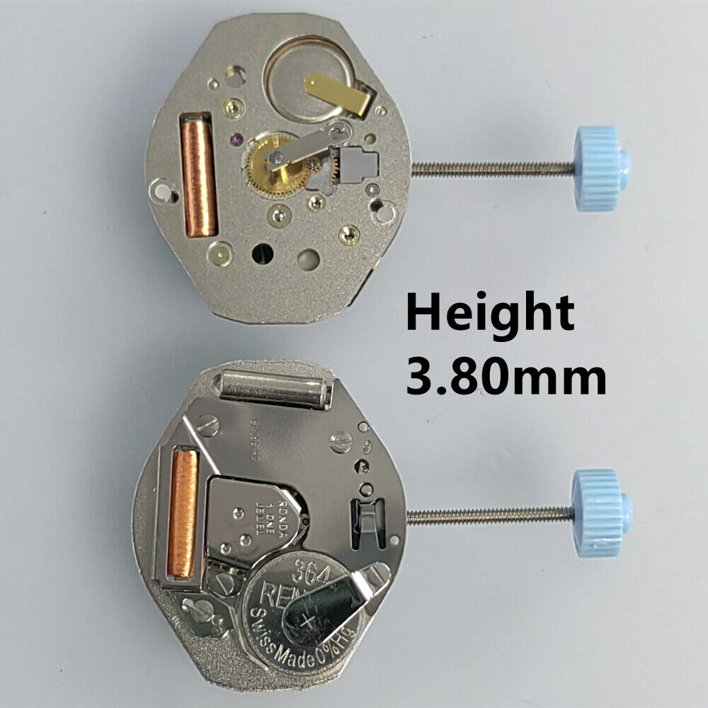 H2 Ronda 762 Swiss quartz watch movement with high canon pinion 3.8mm, precise timekeeping component.