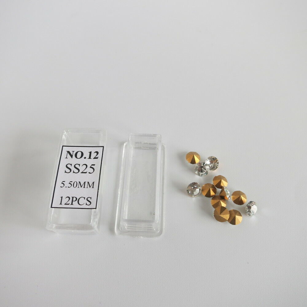 Assortment of 12 sizes PP2-SS25 watch glass stones for dial and case decoration, enhancing watch accessories.