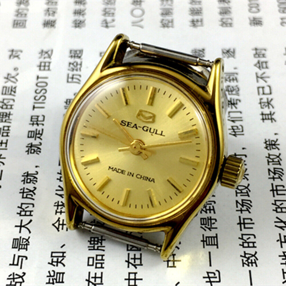 Montre mécanique manuelle pour femme, boîtier rond, clou doré, Chine Tianjin Seagull
