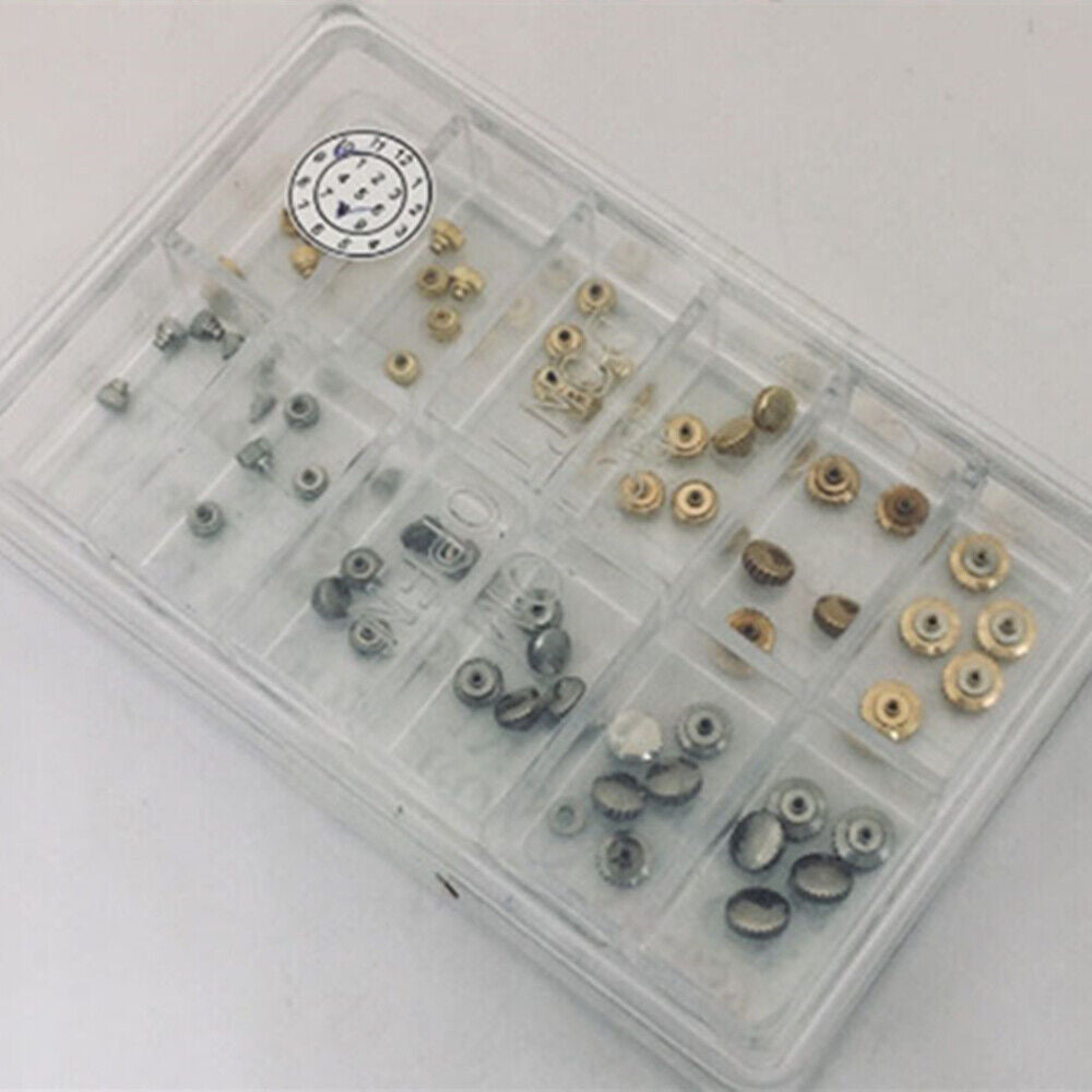 AB-659 Dust Proof Steel Watch Crown Kit with 1 MICROM Gold Plated for Watchmaker