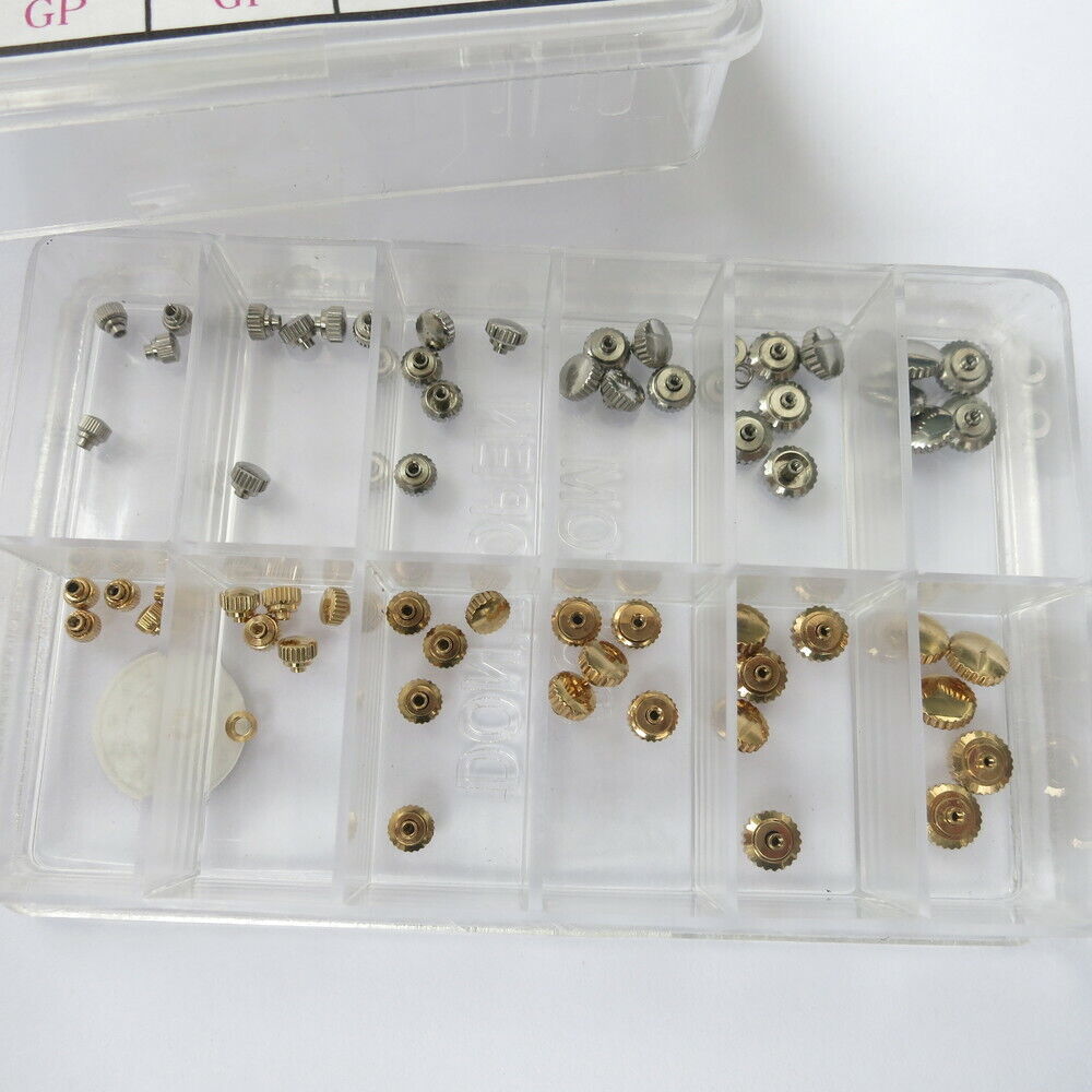 AB-659 Dust Proof Steel Watch Crown Kit with 1 MICROM Gold Plated for Watchmaker