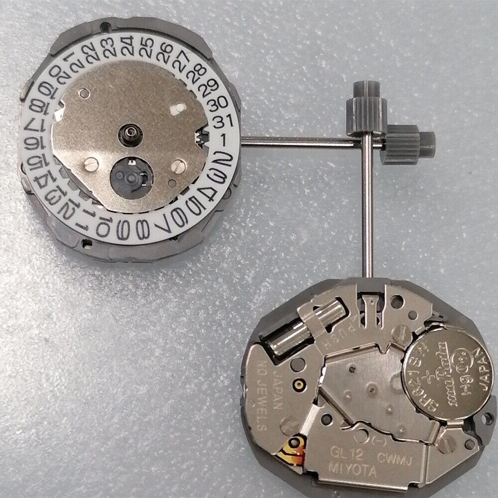 Miyota GL12 Japan quartz movement with 3 hands, high precision replacement for GL10 models.