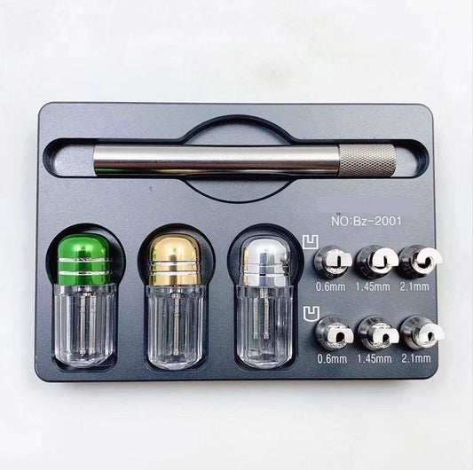 Dial scratch-free watch hand remover tool kit with 0.6mm, 1.45mm, and 2.1mm sizes for precise watch repair.