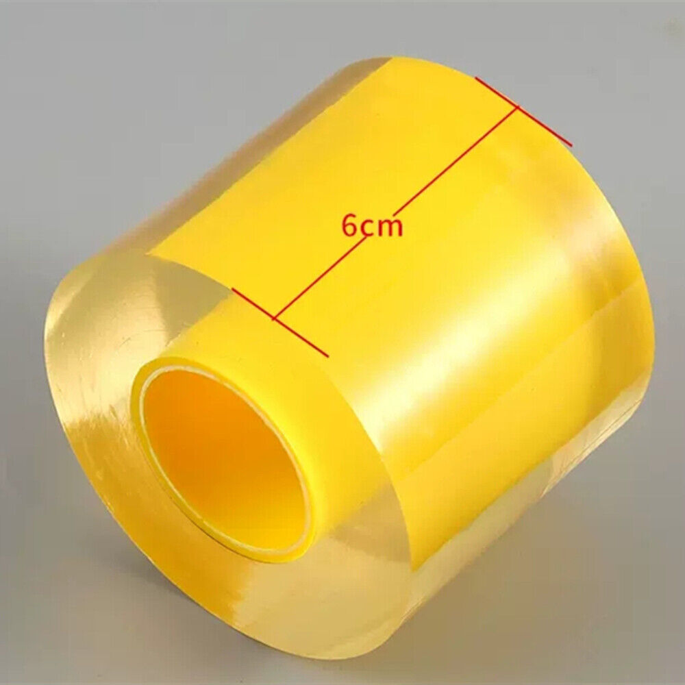 Transparent 6cm wide protective film for silver watch bands, preserving shine and preventing scratches.