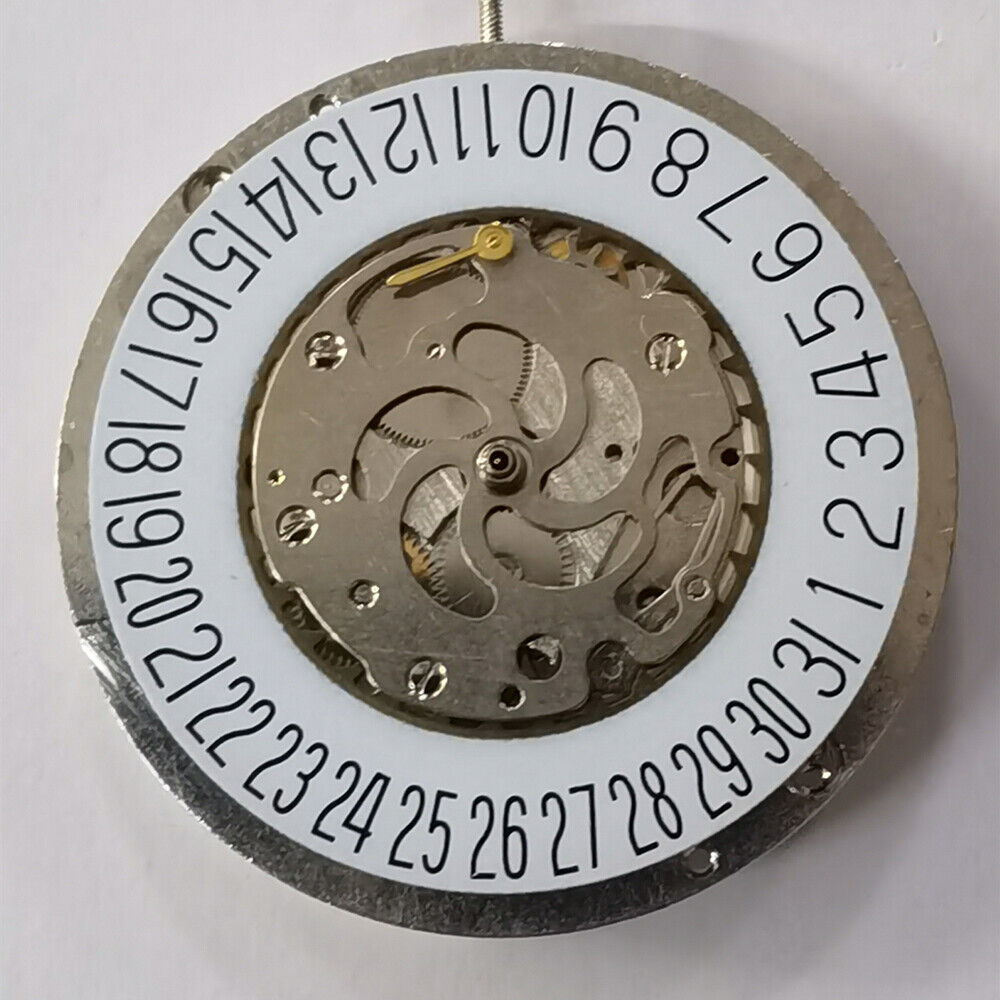 Automatisches mechanisches Uhrwerk, silberfarben, 3 Zeiger, großes Datum, Radscheibe, kleine Sekunde @ 3