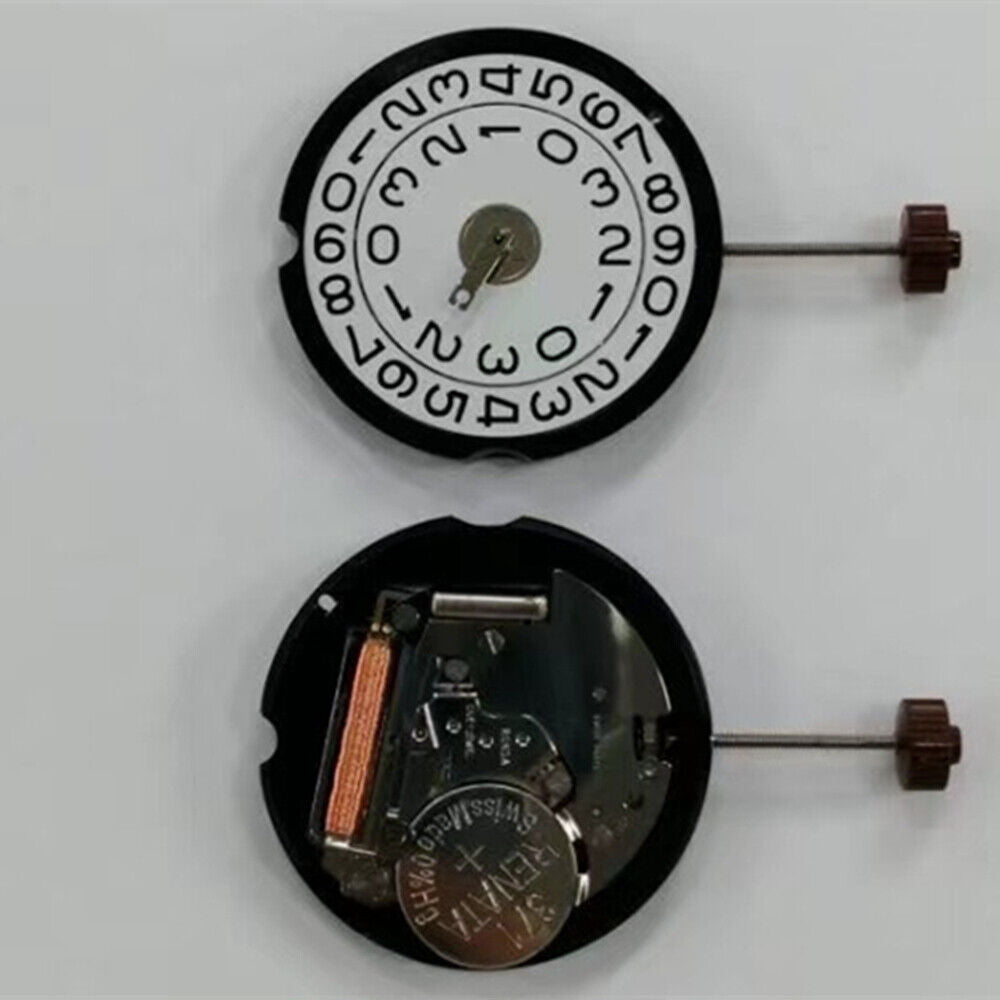Ronda 509 Swiss quartz watch movement with 3 hands and big date display at 3 o'clock, precision timing.