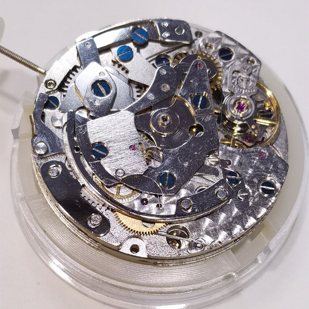 China Made 7750 chronograph watch movement with small seconds at 3, 6, 9, and date at 12 for accurate timing.