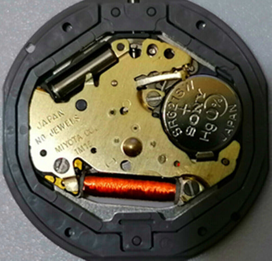 Miyota 1M15 Japan Quartz Movement watch with 2 hands and date display at 6 o'clock position.