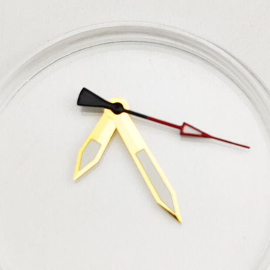 Golden green luminous watch hands for NH35A/NH36A movement, enhancing visibility in low light.