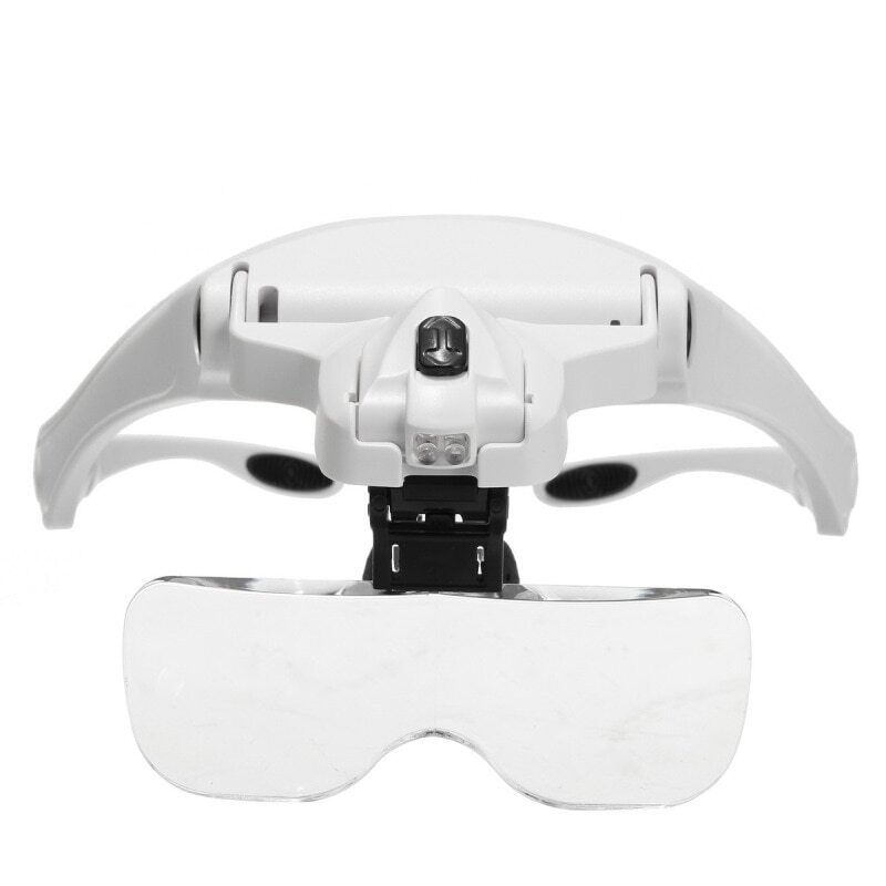 Adjustable Reading Jewelry Watch Loupe Headband Magnifier LED Light Lamp Tools