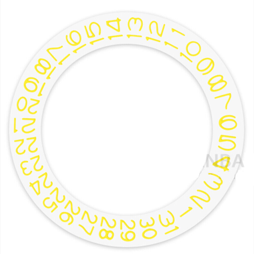 White Background Shined Yellow Character Disk Date Wheel for Miyota NH35 NH36