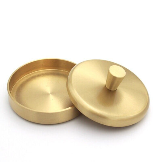 Brass 73mm watch oil benzine cup with anti-leak lid, precision tool for watchmakers.