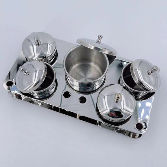 1. Stainless steel watch oil benzine cup set with anti-leak covers for precise watchmaker use.