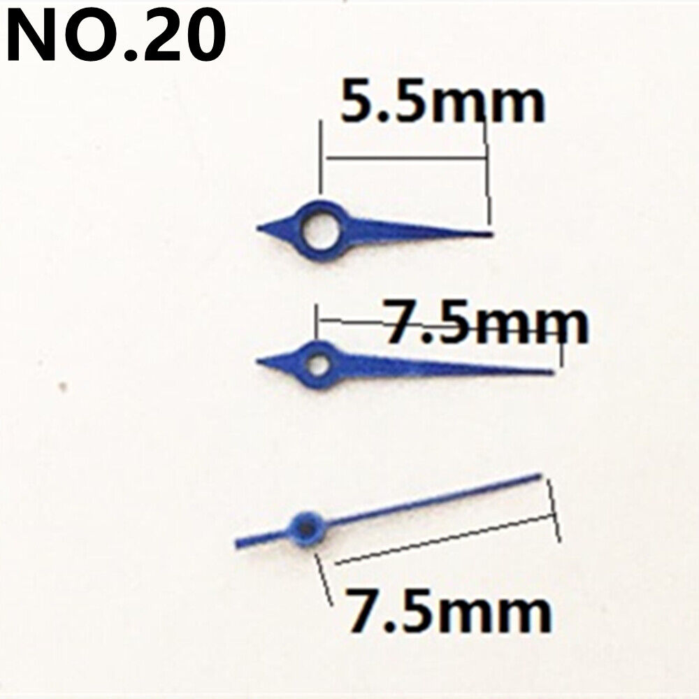 7.5mm blue arrow-shaped watch hands without lume for Miyota 2035 quartz