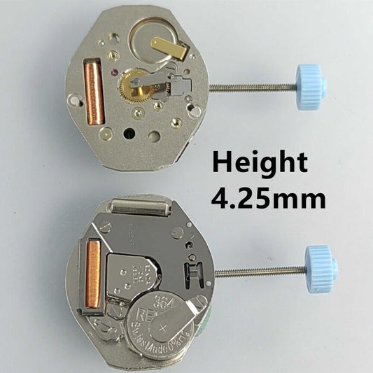 H3 Ronda 762 Swiss quartz watch movement with high canon pinion, 4.25mm precision part for timekeeping