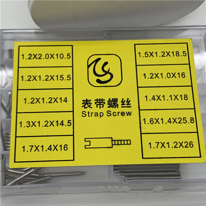 1. Set of 100 stainless steel watch strap screws, repair parts by 304 brand, assorted sizes for watch accessories.