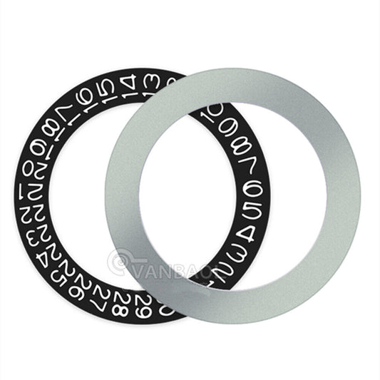 Black character date disk for Miyota NH35 NH36 watch movement, essential replacement part.